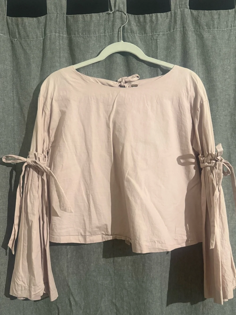 Free People Pale Pink Tie-Sleeve Tunic Top